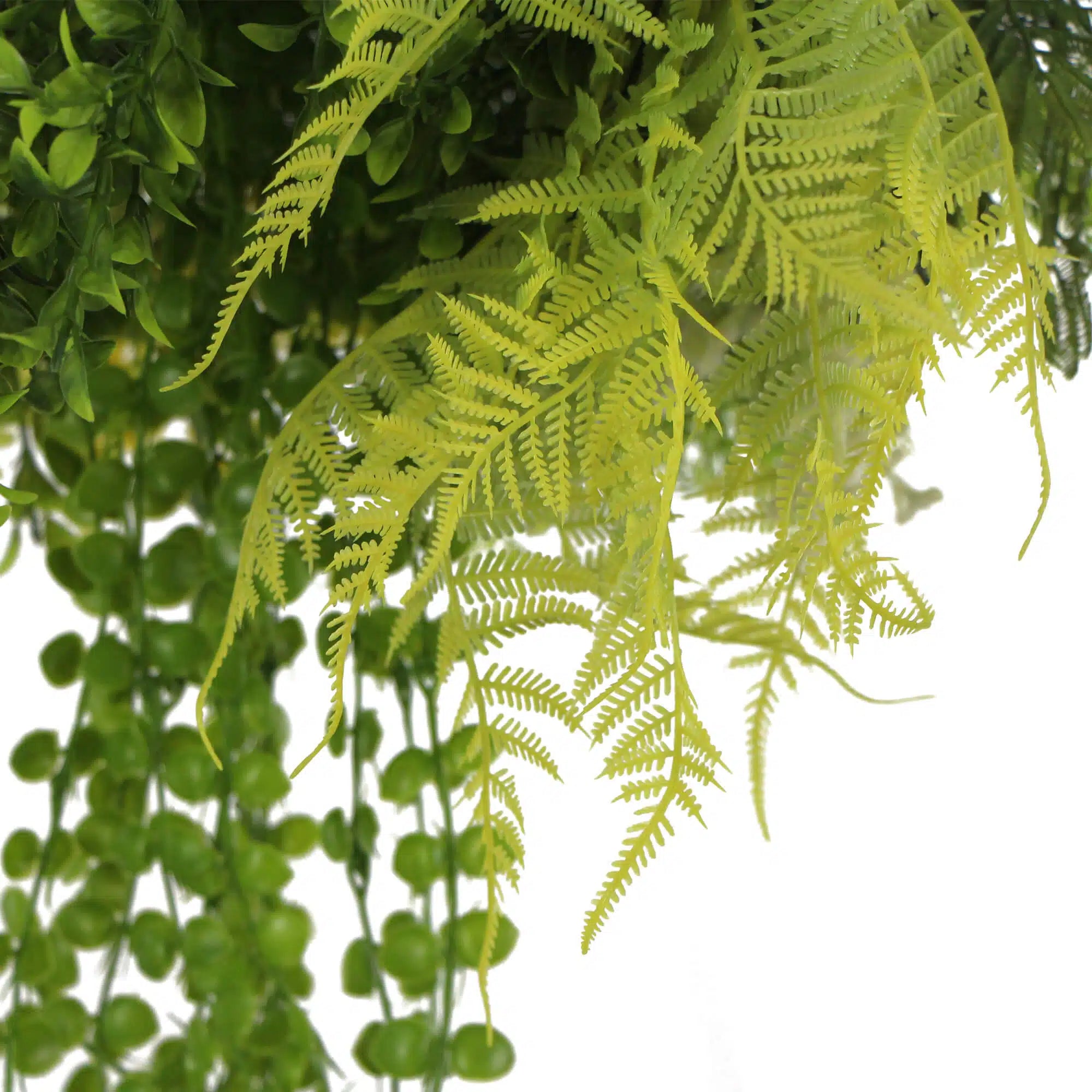 Black Framed Roof Hanging Disc With Draping Faux Plants 15.5