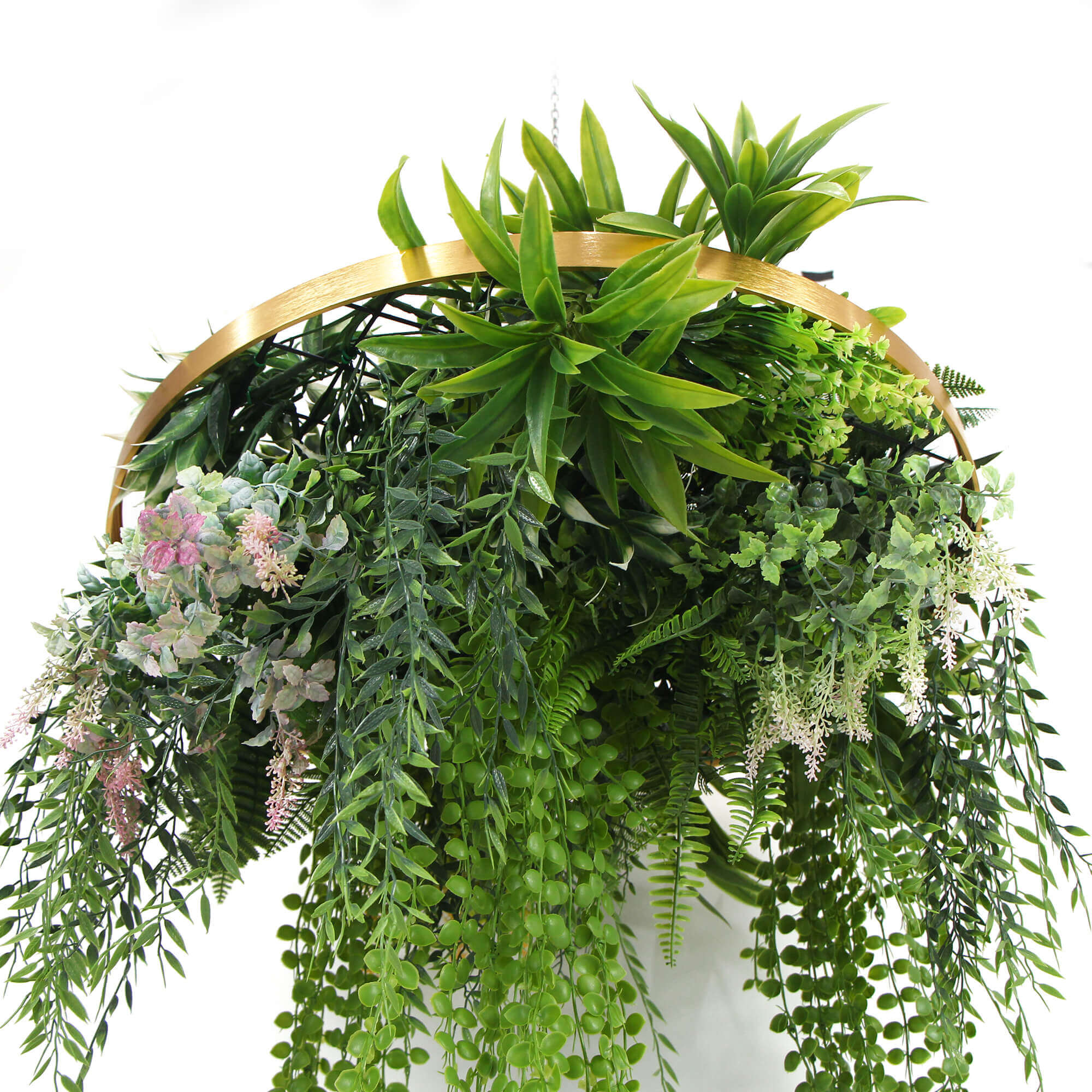 Imitation Premium Gold Artificial Hanging Green Wall Disc 15