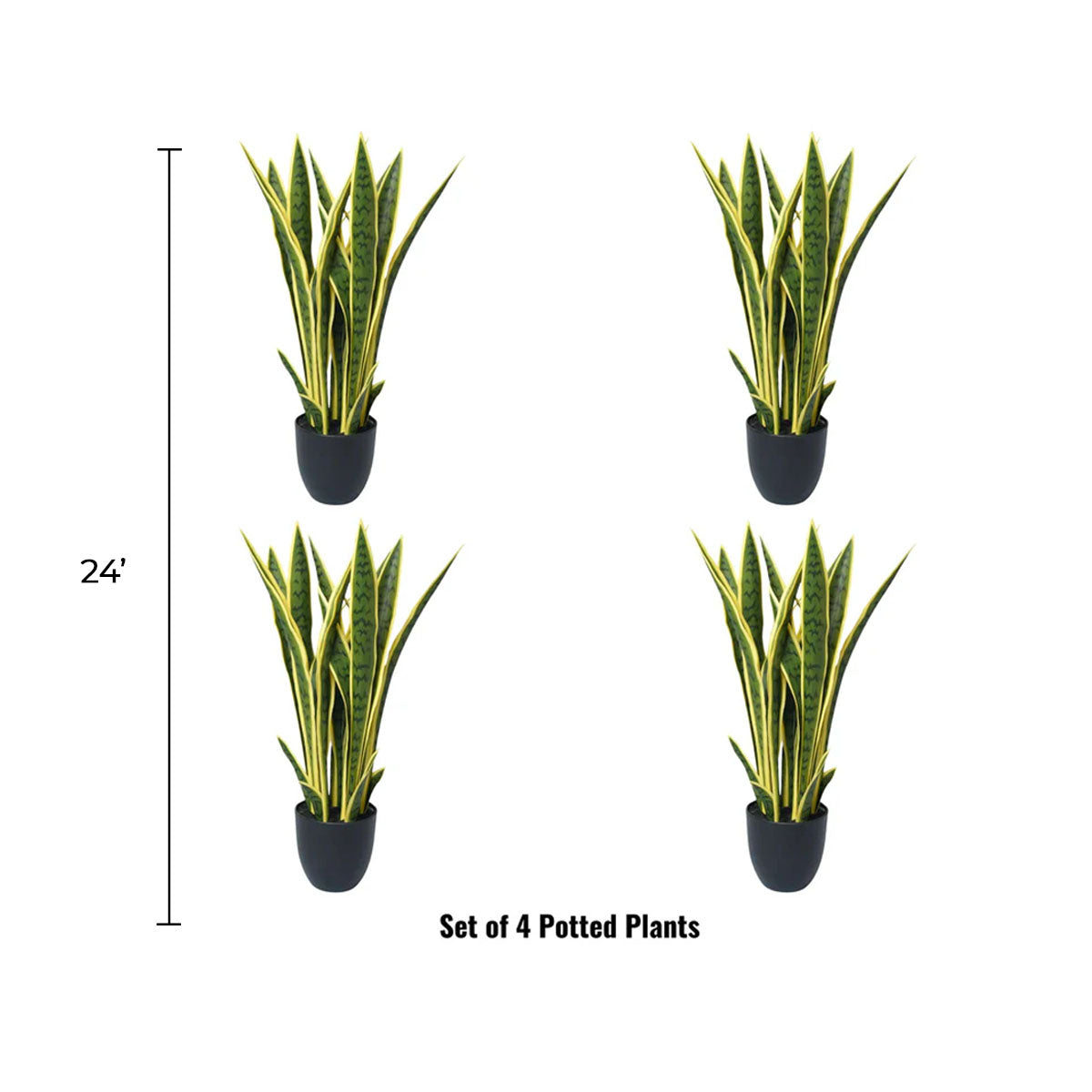 Set of 4 Artificial Yellow Tongue Plants (Snake Plant) - UV Resistant (Clearance)