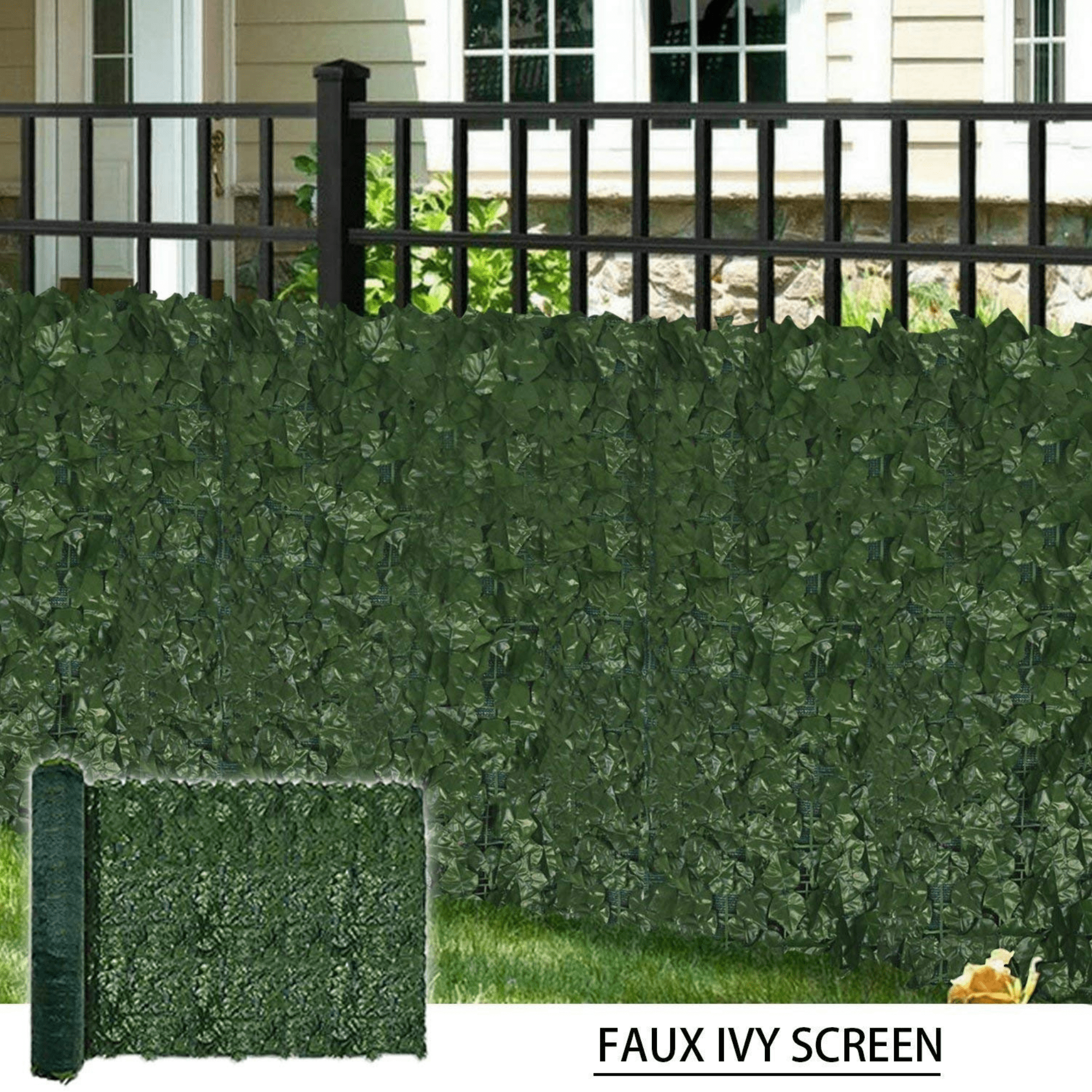 Faux Ivy Privacy Fence Shade Cloth Backing 120