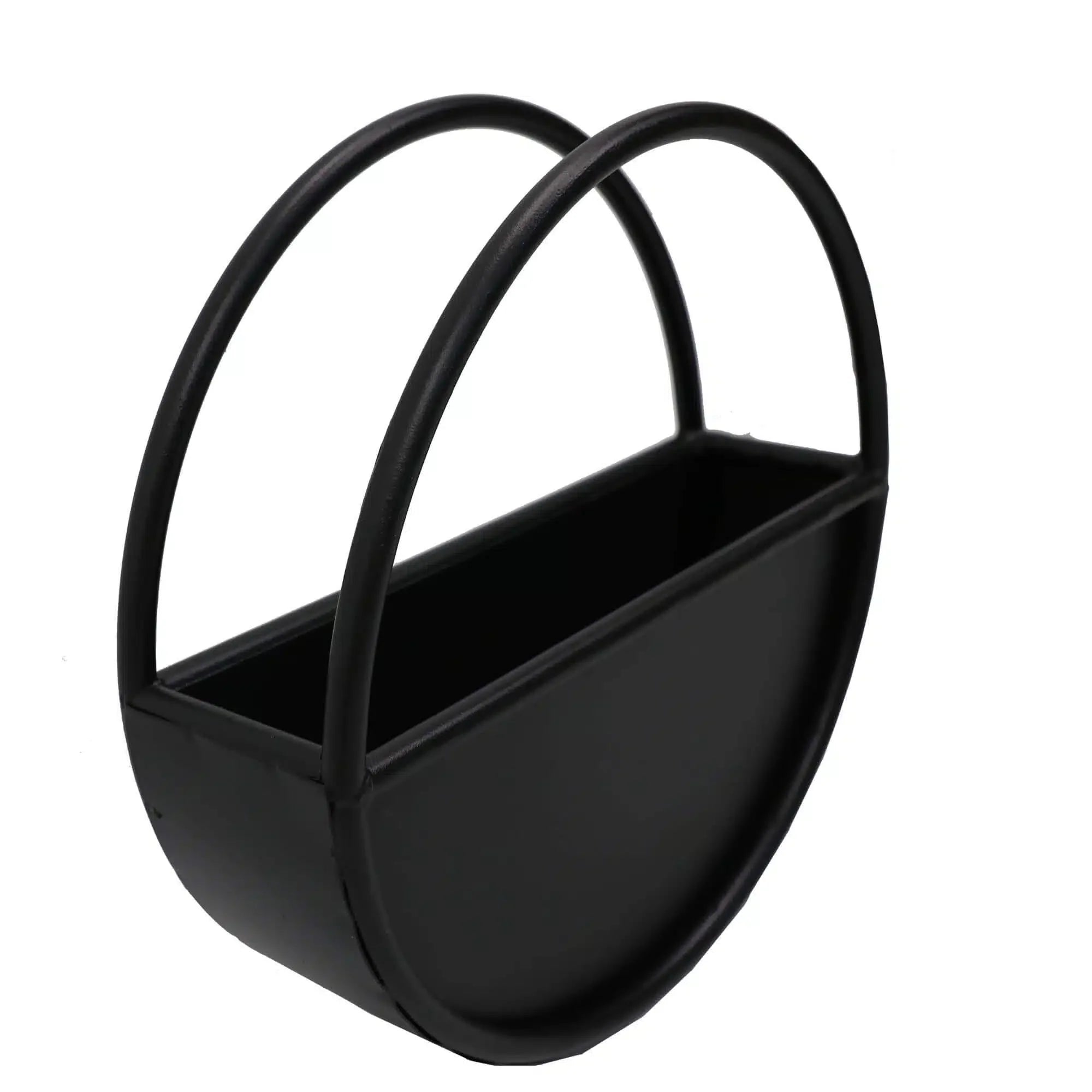 Premium Floating Half Moon / Semi Circle Metal Wall Planter | Onyx Black 35cm / 14