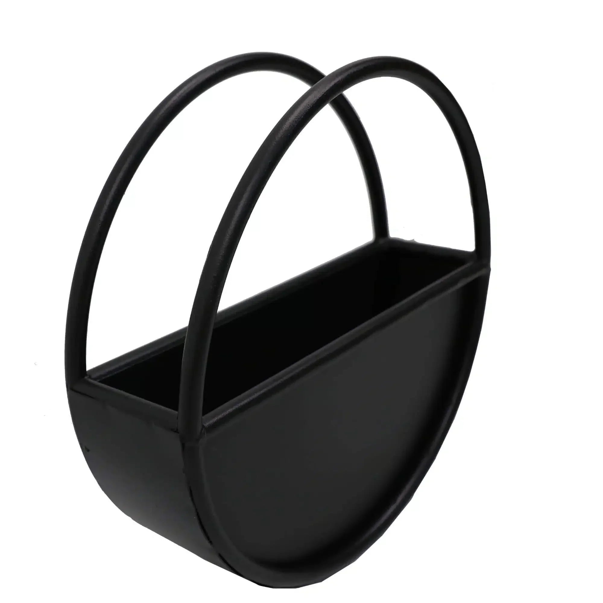 Premium Floating Half Moon / Semi Circle Metal Wall Planter | Onyx Black 45cm / 17.5