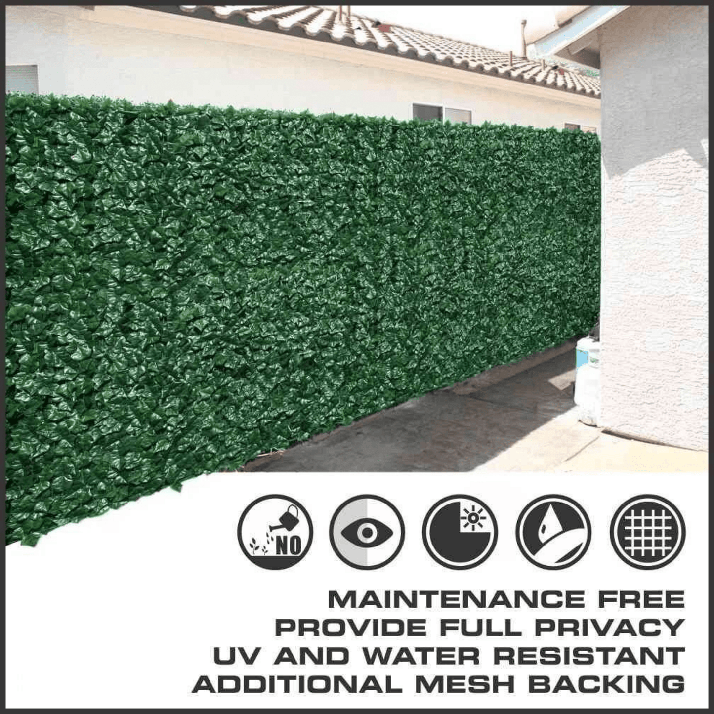 Faux Ivy Privacy Fence Shade Cloth Backing 120"L x 40"H
