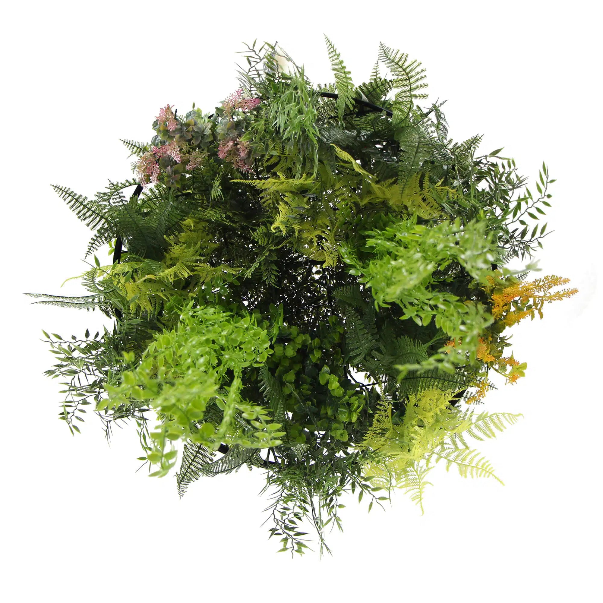 Black Framed Roof Hanging Disc With Draping Faux Plants 24