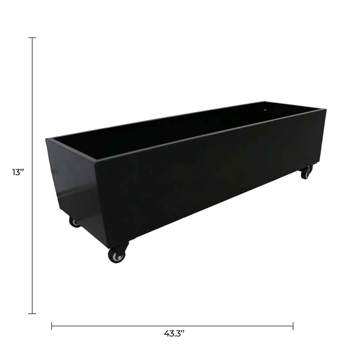 Black Metal Planter Medium + Wheels