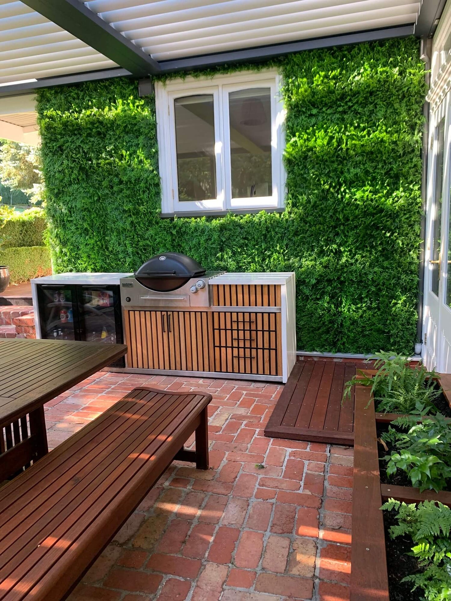 Artificial Hedge Panel with Fern Leaves
