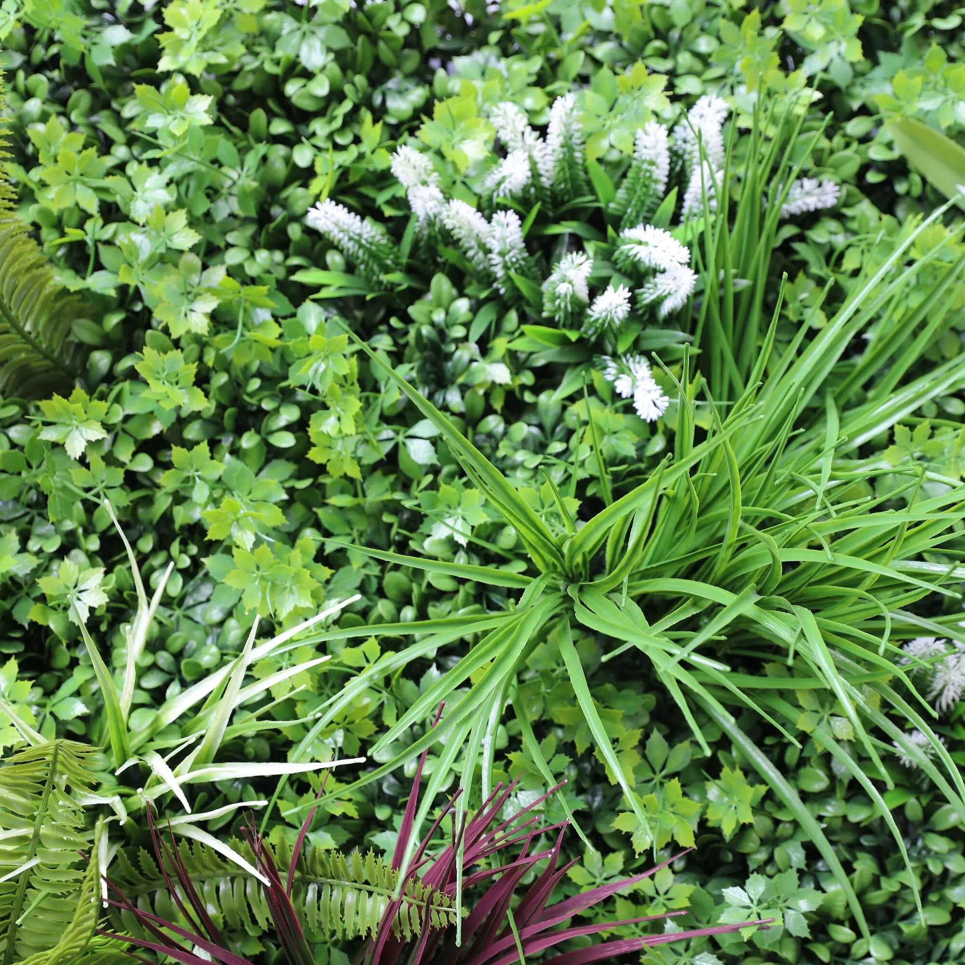 Premium Artificial Vertical Garden Panel Vista Green Showing Grasses and Flowers