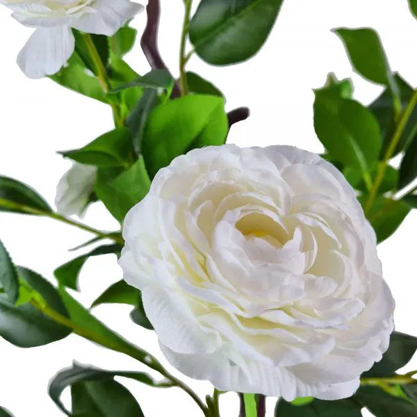 Flowering Natural White Artificial Camellia Tree 40